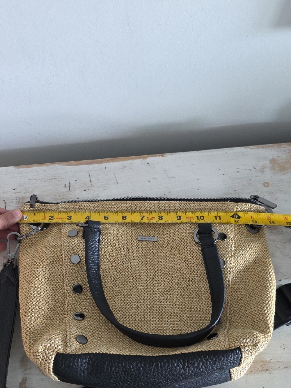 HAMMIT Daniel Chaparral Raffia Gunmetal Leather Bag - Picture 14 of 15